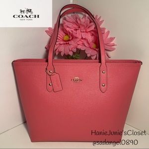 SOLD Coach Crossgrain City Zip Tote Ruby Pink